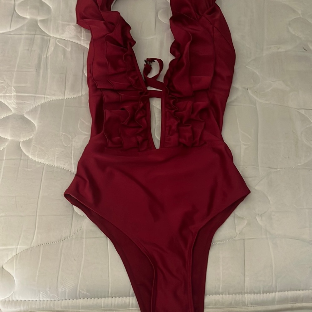 red swimsuit